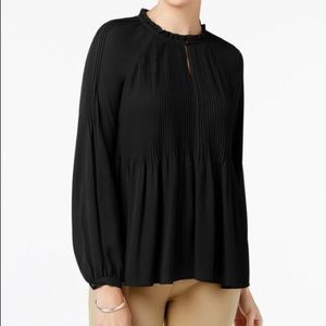 Charter Club Black Pleated Blouse